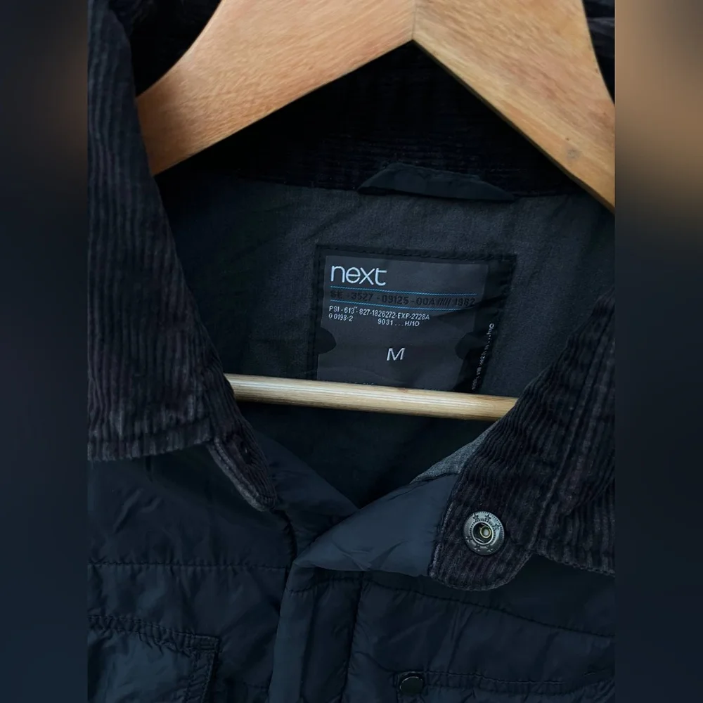 Next Geey Black Quilted Jacket with Denim Collar - Picture 8 of 8
